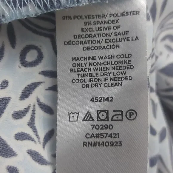 LOFT Ann Taylor Blue/Orange Long Sleeve Crewneck Shift Dress XS Boho Classic - Picture 10 of 10